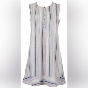 Briggs Large Linen Blend Vertical Stripes Sleeveless Pullover Dress
